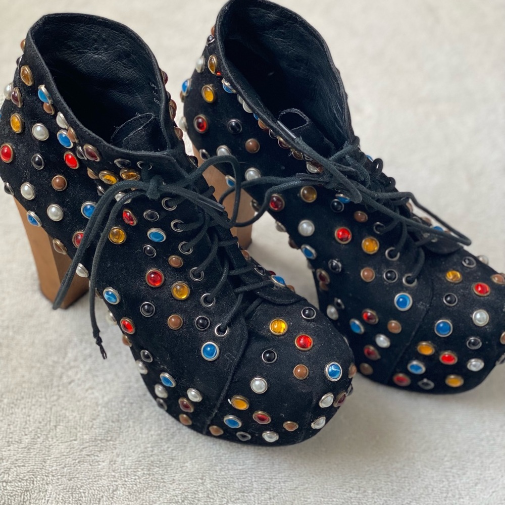 SOLDJeffrey Campbell Rhinestone Colorful Booties Boots - Picture 6 of 8